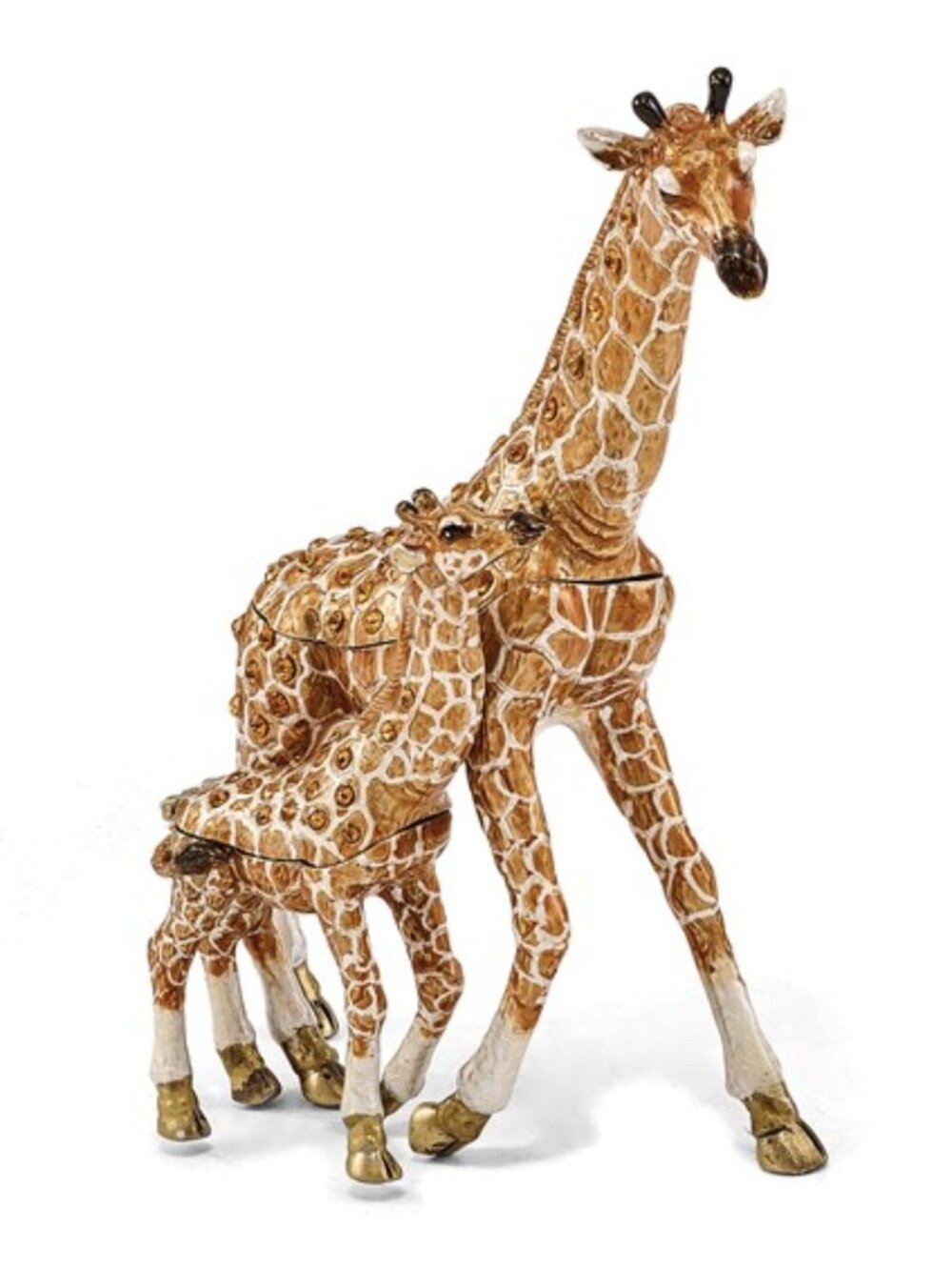 Jere Pewter Bejeweled Crystal Enameled Giraffes Trinket Box w matching Pendant